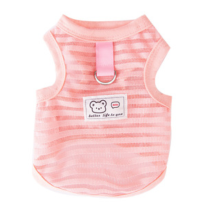 Chaleco de tracción con rayas recortadas para gatos y perros pequeños, arnés transpirable de verano para mascotas, rosa y negro - Product Image 5