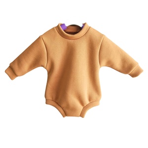 Vêtements pour bébé, combinaison sans manches unisexe imprimée décontractée pour l'hiver, combinaison en peluche pour ramper, ensemble en tricot polyester/coton avec fermeture à boutons - Product Image 3