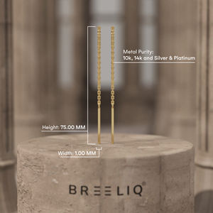 Pendientes de Oro Amarillo de 14K BREELIQ, Pendientes de Cadena Colgantes Abstractos Únicos, Pendientes Sui Dhaga, Joyería Fina - Product Image 4