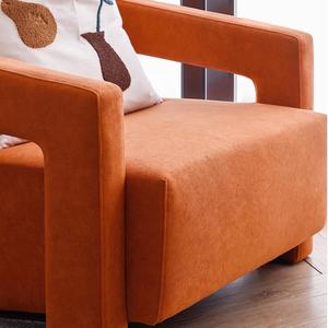 Zayshine nordico moderno Bestseller classico per il tempo libero sedia di flanella arancione Utrecht poltrona in legno massello sedie da soggiorno - Product Image 5