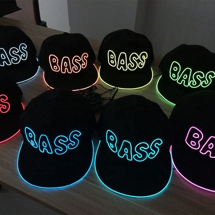 Sombreros de fiesta de algodón Snapback LED sombreros guay luz EL alambre de Bboy hip-hop club