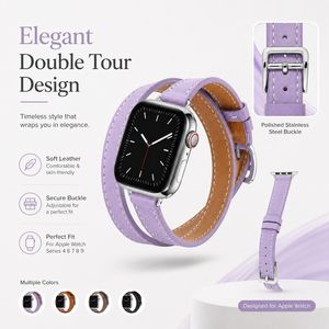 <span class=keywords><strong>Bracelet</strong></span> en <span class=keywords><strong>cuir</strong></span> double tour pour <span class=keywords><strong>Apple</strong></span> <span class=keywords><strong>Watch</strong></span> Series 4 6 7 <span class=keywords><strong>8</strong></span> 9 SE, <span class=keywords><strong>cuir</strong></span> véritable, boucle métallique, coutures élégantes, <span class=keywords><strong>bracelet</strong></span> pour usage quotidien - Product Image 6