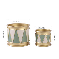Jardinière élégante en fer forgé à motif géométrique en forme de tambour, finition dorée durable, écologique, pour intérieur/extérieur