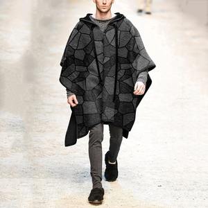 メンズファッション カジュアル ケープ ショールコート ルーズネック 無地 防風 プラスサイズ 冬用マント 卸売 - Product Image 6