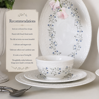 Service de Table en Porcelaine Gaufrée Style Vintage Français, Motif Floral Gris et Bleu, Assiettes, Bols et Tasses à Thé en Céramique pour Mariage et Maison – Vente en Gros