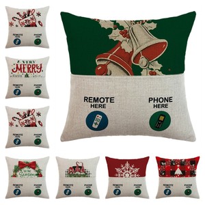 Christmas Throw <b>Pillow</b> With Pocket Linen Cotton Rectangle Cushion Cover For <b>Sofa</b> Holiday Decorative Pillowcase - Product Image 1