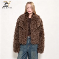 Veste Courte Femme Zeyu en Fausse Fourrure à Revers, Chaude et Moelleuse pour l'Hiver, Manteau Ouvert sur le Devant, Manteaux en Fausse Fourrure Écologiques pour Femme ODM