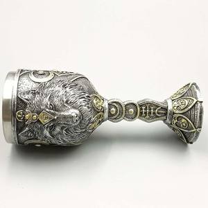 Medieval Vintage mitología nórdica cabeza <span class=keywords><strong>de</strong></span> Lobo copas <span class=keywords><strong>de</strong></span> resina <span class=keywords><strong>de</strong></span> acero inoxidable vampiro Hombre Lobo personalidad Bar gafas - Product Image 3