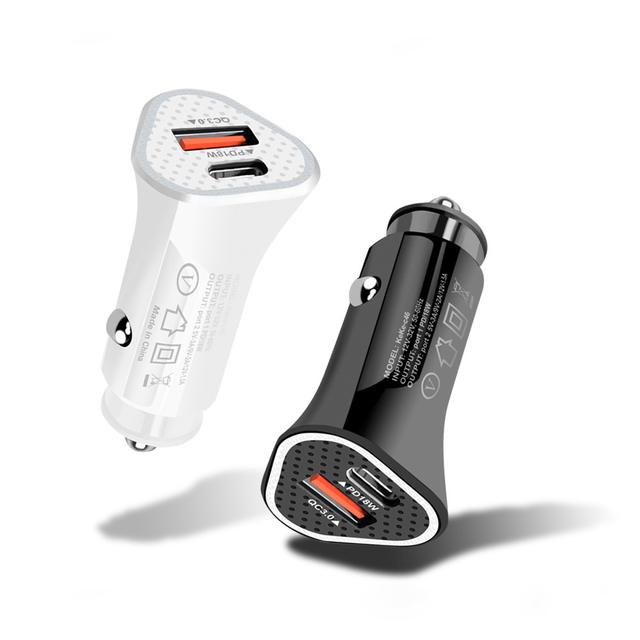 2.4A USB-C PD12W Type C 18W Fast Car Charger 2 Port QC3.0 Quick Power Supply Adapter PD 20W Car Charger for Earphones