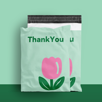 Sacs d'expédition en polyéthylène personnalisés avec poignée, grand format, avec logo fleur de rose, bande de déchirement pour courrier et ruban adhésif puissant