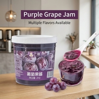 Confiture de raisins rouges en vrac 2kg, confiture de fruits premium pour ingrédients de bubble tea, ingrédients pour boissons glacées et pâtisseries, vente en gros
