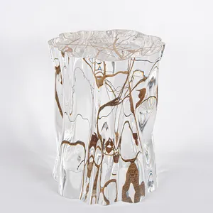 Modern akrilik kristal lüks İtalyan tarzı ev mobilya mermer sehpa yan sehpa ucu masa cam top
