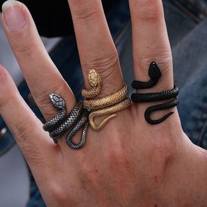 Anelli di <span class=keywords><strong>serpente</strong></span> in acciaio inox retrò alla moda Punk gotico gioielli in acciaio inox 18K oro nero <span class=keywords><strong>serpente</strong></span> misura 5 per le donne - Product Image 1