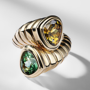 Anillos Gruesos de Banda Domo con Circonita Cúbica y Vermeil de Oro de 14k en Plata de Ley 925, Nuevo Diseño de Gemnel para 2025 - Product Image 5