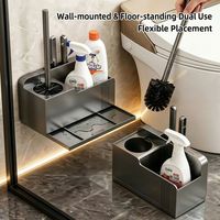 Soporte oculto para escobilla de inodoro con ventosa, cepillo para huecos y clips, montaje en pared sin taladro, accesorios de limpieza para baño