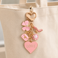 Breloque de sac rose mignonne en forme de cœur émaillé, mini pendentif de sac à main Kawaii, porte-clés, accessoires de décoration pour sacs à main pour femmes et filles