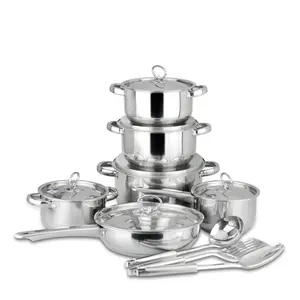 Factory Price Multiclad Pro Set of 15 Thick Industrial Stainless Steel Collection Induction Cookware
