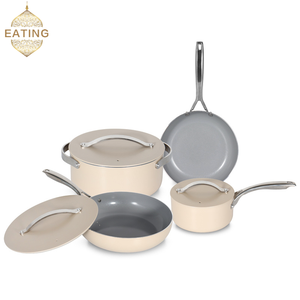 ทำชุดเครื่องครัวที่ใช้ได้กับแก๊สเหนี่ยวนำ26/28ซม. หม้อซุป Pans18/24ซม. 3ฝาไม่ติดเซรามิคเคลือบอลูมิเนียม - Product Image 2