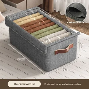 Giá rẻ nhất giá lưu trữ Thùng với nắp có thể gập lại vải quần áo lưu trữ hộp lưu trữ container quần áo - Product Image 4