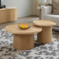 Table basse de salon au design nordique de luxe Table basse ronde en bois massif