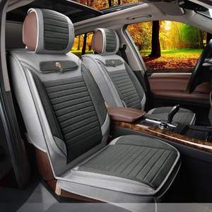 Fundas universales de lino y lino para asiento de coche, juego completo de protección de ventilación, compatible con Polo Passat, cojín para asiento <span class=keywords><strong>Interior</strong></span> - Product Image 2