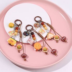 Cute Food Themed Keychains Set with Burger Cookie Pastry Charms Beaded Lanyard Key Rings Bag Accessories for Food Lovers <b>Gifts</b> - Product Image 4