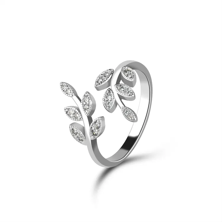 Custom Sieraden 925 Sterling Zilveren Ring Prinses Olive Leaf Engagement Ring Vrouw