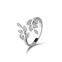 Gioielli personalizzati anello in argento sterling 925 principessa anello di fidanzamento foglia d'ulivo donna