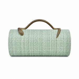 Elegant Woven Textured Crossbody Clutch, Gold Metal C-<b>Frame</b> Evening Bag,with Detachable Chain Strap for Weddings & Parties - Product Image 2