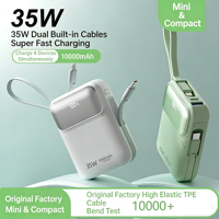Batterie externe portable 10000 mAh en promotion avec charge ultra-rapide 22,5 W/35 W, câbles intégrés, design fin, impression de logo