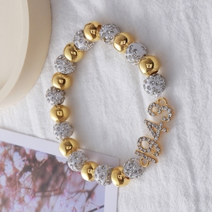 Design élastique Grec Sigma Gamma Rho Chapitre Philo Accent Bijoux Or et Blanc Bling Perlé Sororité Philo 1943 <span class=keywords><strong>Bracelet</strong></span> - Product Image 5