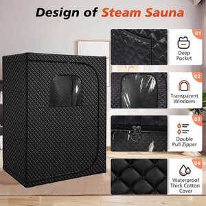 Tente de sauna vapeur pleine grandeur portable pour spa corporel à <span class=keywords><strong>domicile</strong></span>, 2 personnes, avec générateur d'infrarouge lointain et lampe de luminothérapie rouge, boîte de sauna étanche - Product Image 4