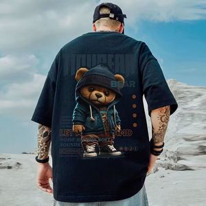 Mỹ Thời Trang Thương Hiệu Người Đàn Ông Của T-Shirt Kích Thước Lớn Lỏng Gấu Bông Ngắn Tay Áo Nửa Tay Áo Xu Hướng Mùa Hè Cho Người Đàn Ông Béo - Product Image 3
