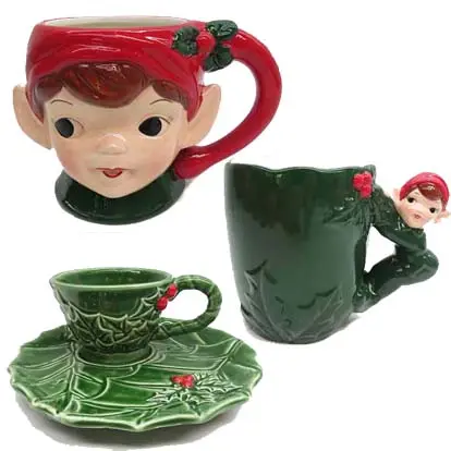 Taza de café de dibujos animados personalizada, juego de tazas de café y platillo de cerámica, figurita de Día de San Patricio irlandés
