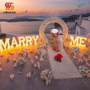 Arco de Flores de Rosas Blancas Lisas con Forma de Anillo y Diamantes Iluminados para Decoración de Fondo en Propuesta de Matrimonio - Product Image 3