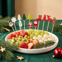 Fabriekslevering 12cm Biologisch afbreekbare Kerst- en Halloween mini bamboe spiesjes - Kerstman boom fruitprikkers - 100 verpakkingen per