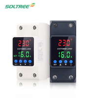 Protecteur numérique de surtension et de sous-tension 2P 40A 63A 80A AC 220V 230V avec réenclenchement automatique, affichage LED et logo personnalisé lumineux