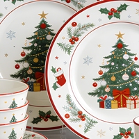 Service de table en céramique personnalisé, nouveau design, vaisselle en porcelaine personnalisée, Noël, XMS, assiettes et bols, cadeau pour restaurant