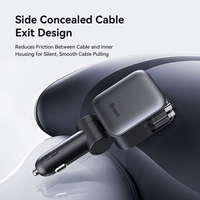 Mini chargeur de voiture à câble rétractable double 84W 4-en-1, adaptateur USB de charge rapide 45W PD PPS 75cm pour allume-cigare, personnalisable OEM