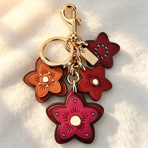 Fashion PU Leather Keychain Floral Pattern <b>Bag</b> Pendant Mirror Keyring Metal Lobster Clasp Handbag Decor Accessories Wholesale - Product Image 3