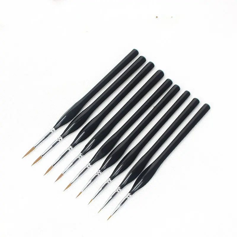 Set di pennelli in miniatura con logo personalizzato manico in legno pennelli per pittura con dettagli fini per artista