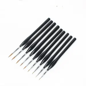 Custom logo miniature paint brush set wooden handle fine detail painting brushes for artist