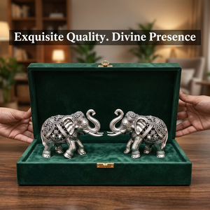 Elegante Figura de Elefante Metálica 3D Tradicional Vastu, Tronco Ascendente, Chapado en Oro de 24k, Hecho a Mano, Acabado Antiguo Moderno, para Bodas y Diwali - Product Image 1