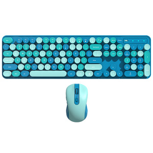 ชุดเมาส์คีย์บอร์ดไร้สายแบบมีไฟสี RGB น่ารักแบบย้อนยุคยูเอสบีเสียงเงียบชุดคอมโบแล็ปท็อปสำหรับเด็กผู้หญิงเล่นเกมพลาสติก - Product Image 1