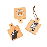 Ouvre-bouteille magnétique en bois massif avec logo personnalisé, motif patte de chat créative, portable et multifonctionnel