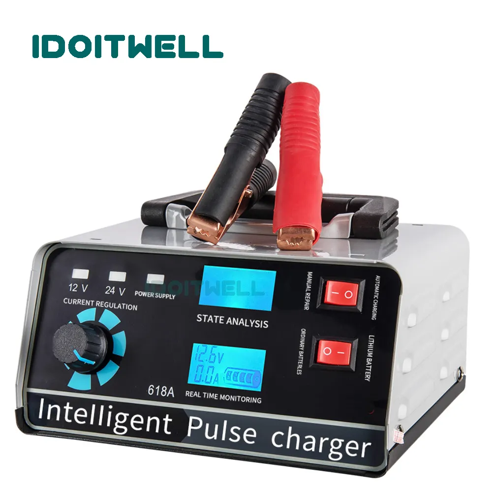 Chargeur universel de batterie au plomb 12V24V réparation d'impulsion de désulfater réglable 12V 20A 24V 10A chargeur de batterie gel agm à cycle profond