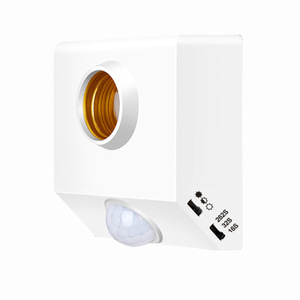 E27 Lamp Holder With Human Body <b>Sensor</b> Infrared Sound Light Control 86 Type Delay Surface Mounted Flat LED Light <b>Switch</b> - Product Image 1