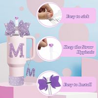 Ensemble d'accessoires pour gobelets de 40 oz, 5 pièces : breloques lettres, pailles à nœuds, protège-gobelet en silicone scintillant pour gobelets de 30 oz ou 40 oz (gobelet non inclus)