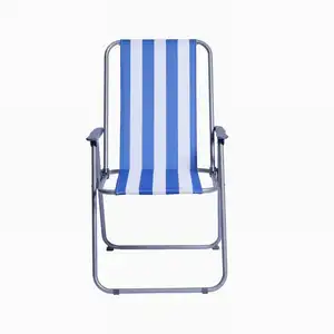 Curacao Label pribadi kursi pantai, tenda dasar kursi pantai dapat dilipat logam Mandarin OEM sandaran dapat disesuaikan, kursi pantai memancing
