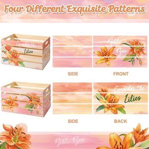 Boîte de rangement décorative <span class=keywords><strong>en</strong></span> pin poli imprimé pour la Bible, avec poignées découpées, boîte à livres de prière à lattes, cartes religieuses pour l'Église - Product Image 5